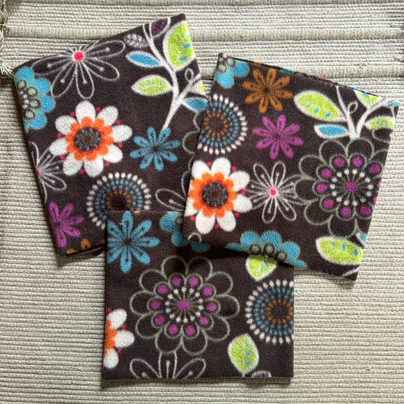 3 Neck gators warmer set hand sewn brown blue multi  floral fun soft NEW O/S - Picture 1 of 9